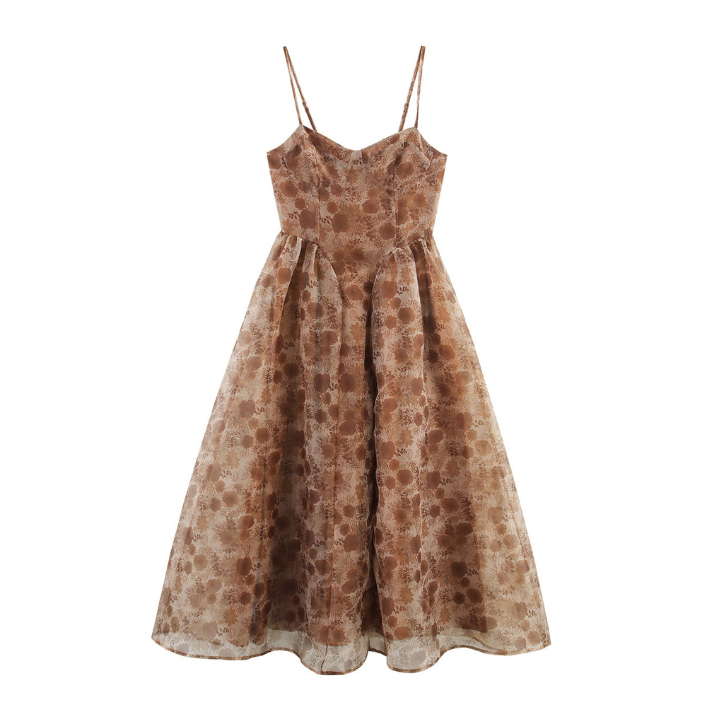 Summer Bohemian Slim Fit Slimming Organza Large Swing Sling Dress
