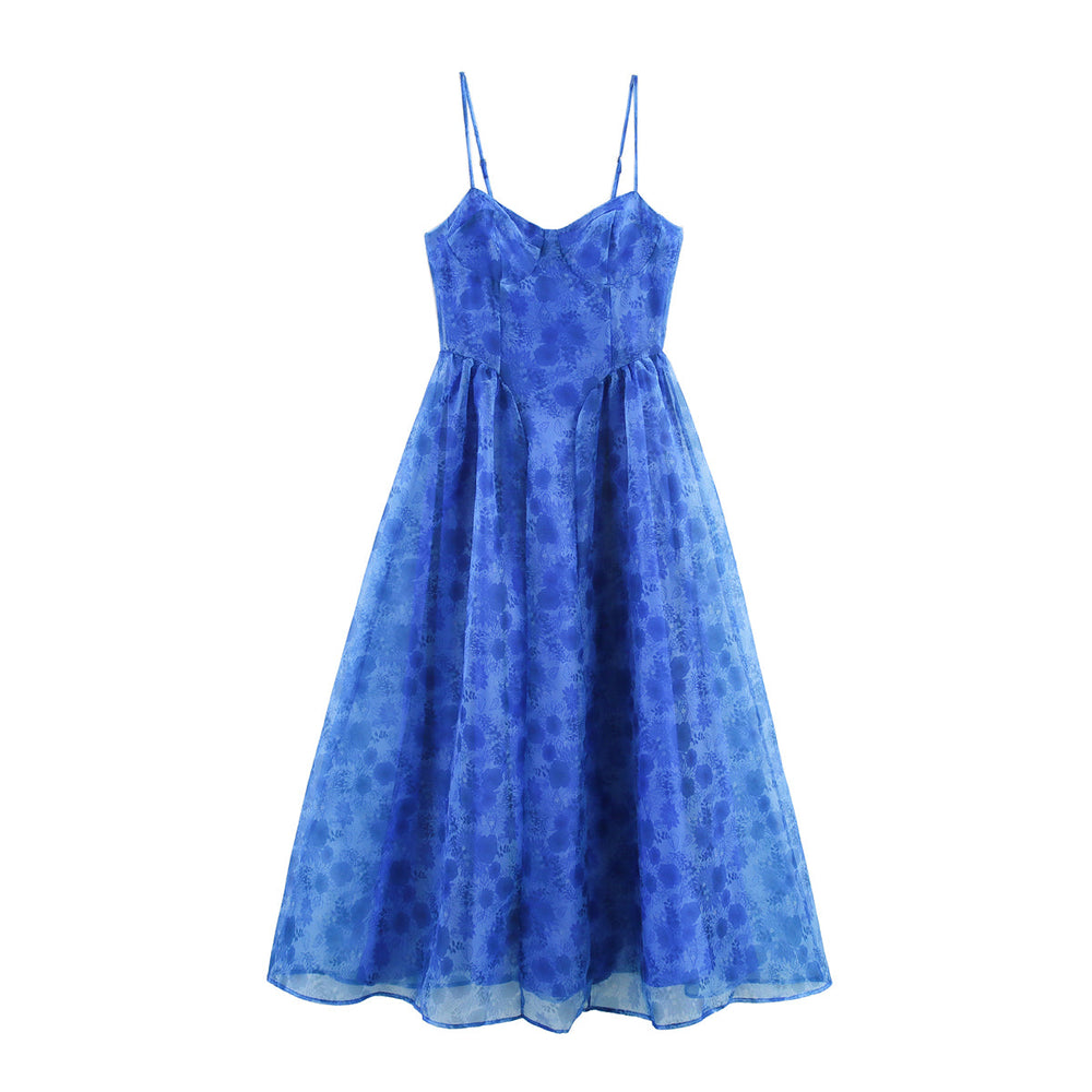 Summer Bohemian Slim Fit Slimming Organza Large Swing Sling Dress