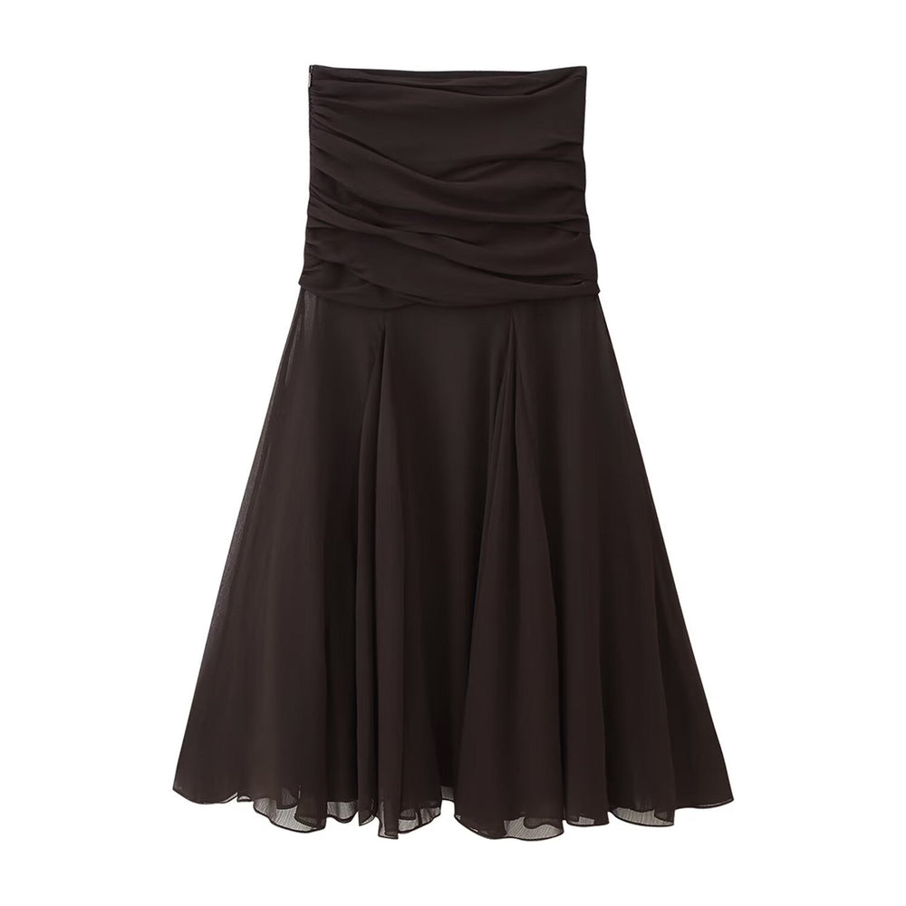 Summer Women Clothing Translucent Pleated Design Skirt