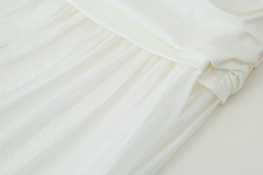 Women Pleated Decorative Stitching Mid Waist Midi Skirt