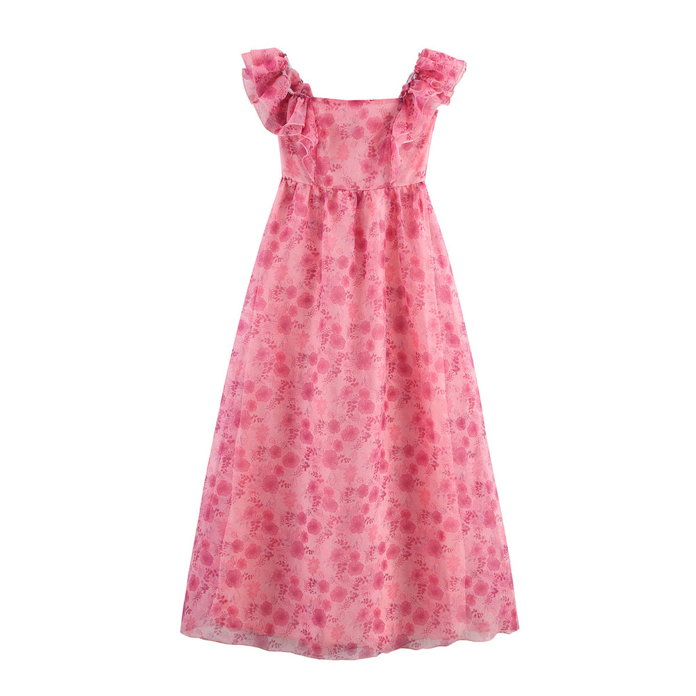 Summer French Tight Waist Small Fly Sleeve Length Dress