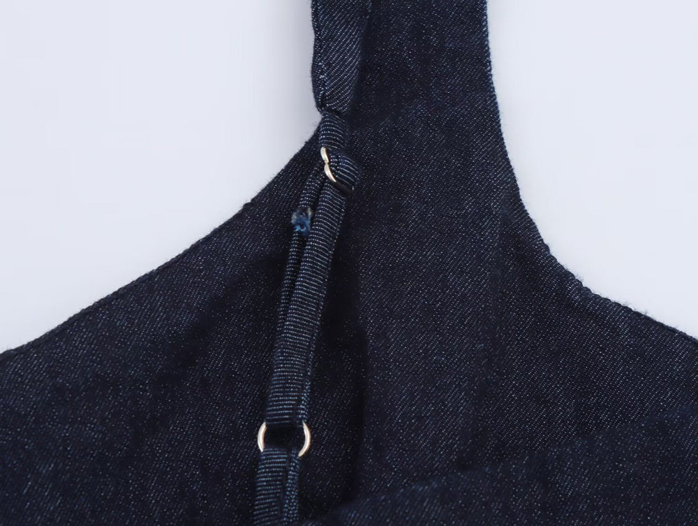 Women Clothing Denim Midi Length Sling Dress