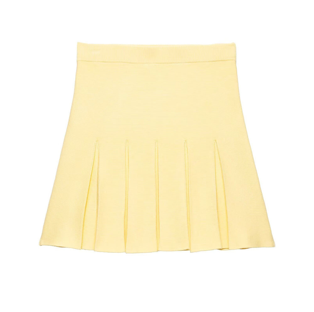 Jewelry Knitted Top Wide Pleated Knitted Mini Skirt Two Piece Sets