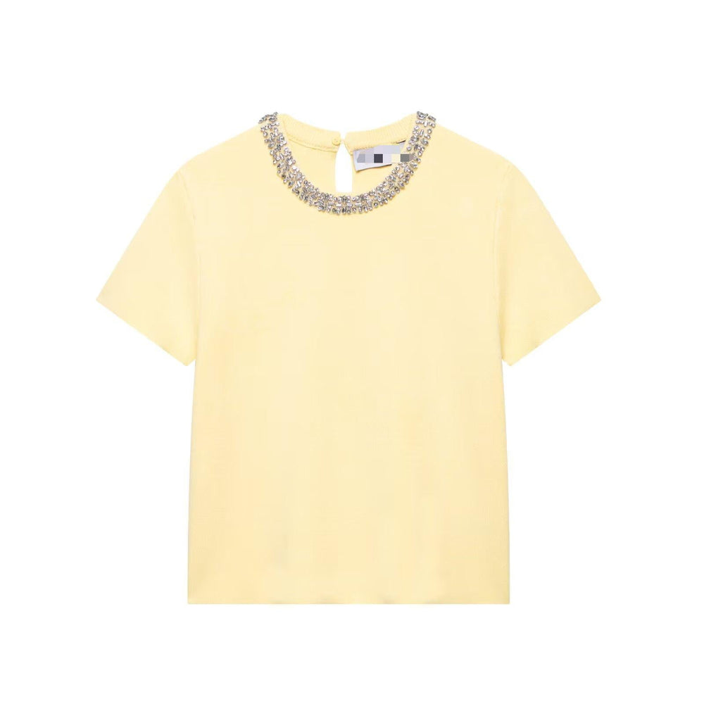 Jewelry Knitted Top Wide Pleated Knitted Mini Skirt Two Piece Sets