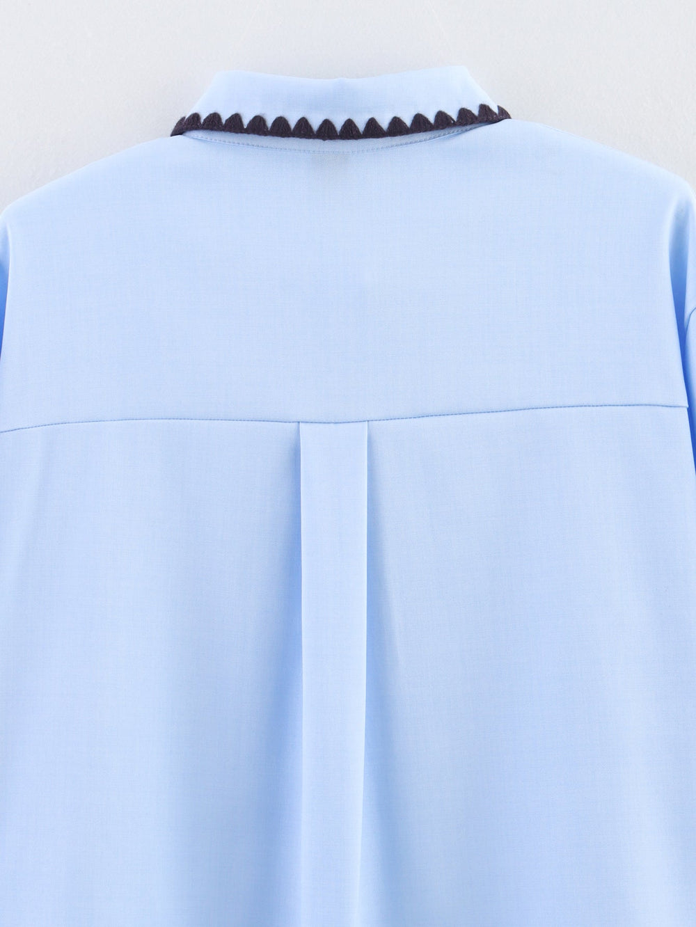 Women Clothing Autumn Niche Chic Shell Craft Blue Shirt Long Sleeve Loose Shirt