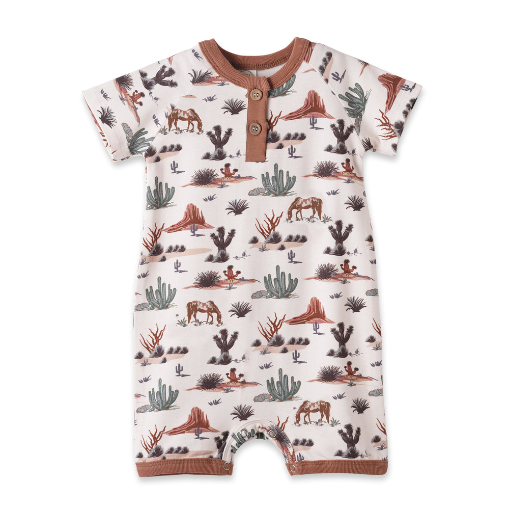Baby Boy Shorty Romper – Bamboo Cactus Trails Henley Outfit Tesa Babe
