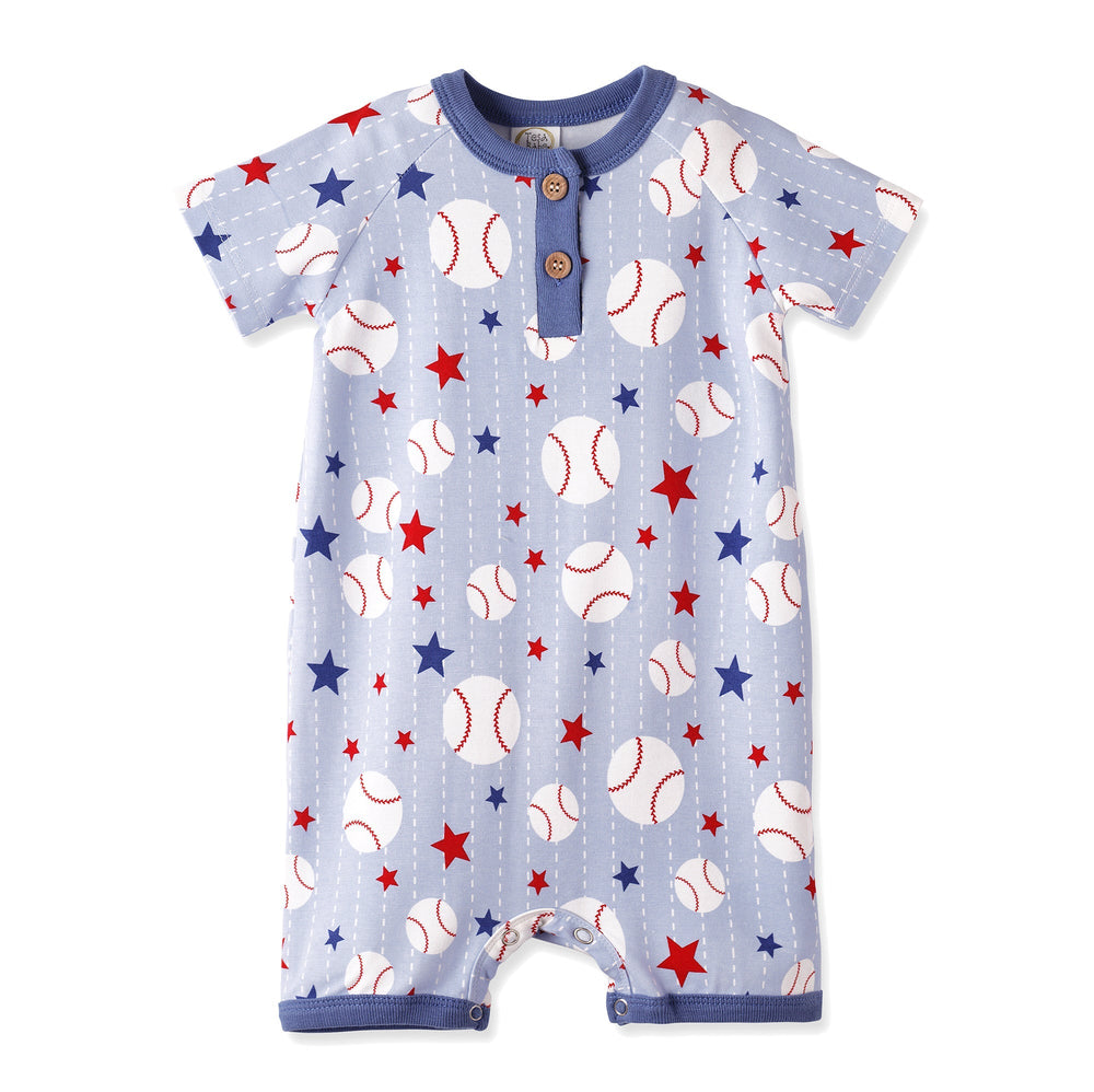 Grand Slam Baseball Bamboo Shorty Romper for Baby Boys Tesa Babe