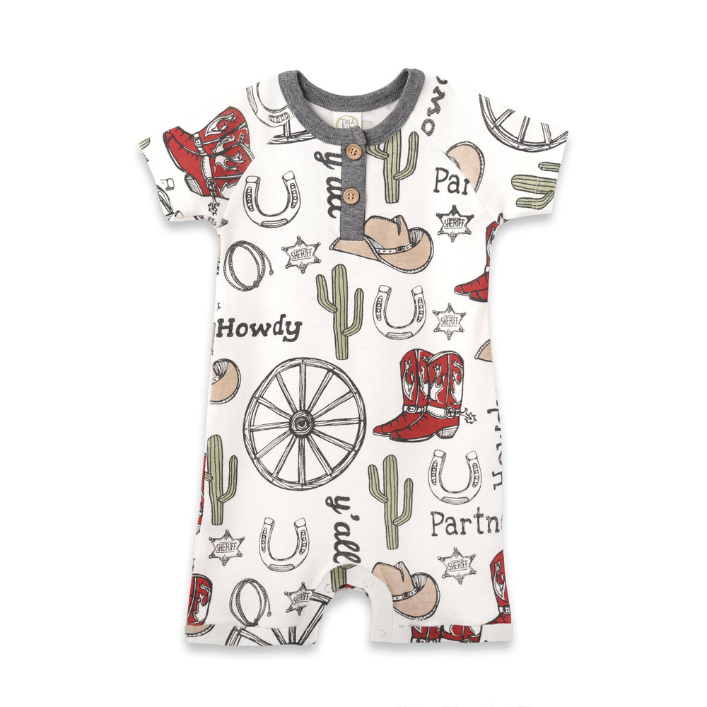 Howdy Partner Henley Romper – Cotton Western Cowboy Tesa Babe