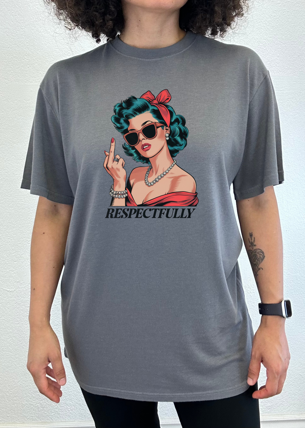 Respectfully Middle Finger Unisex Bamboo/Cotton Graphic T-Shirt