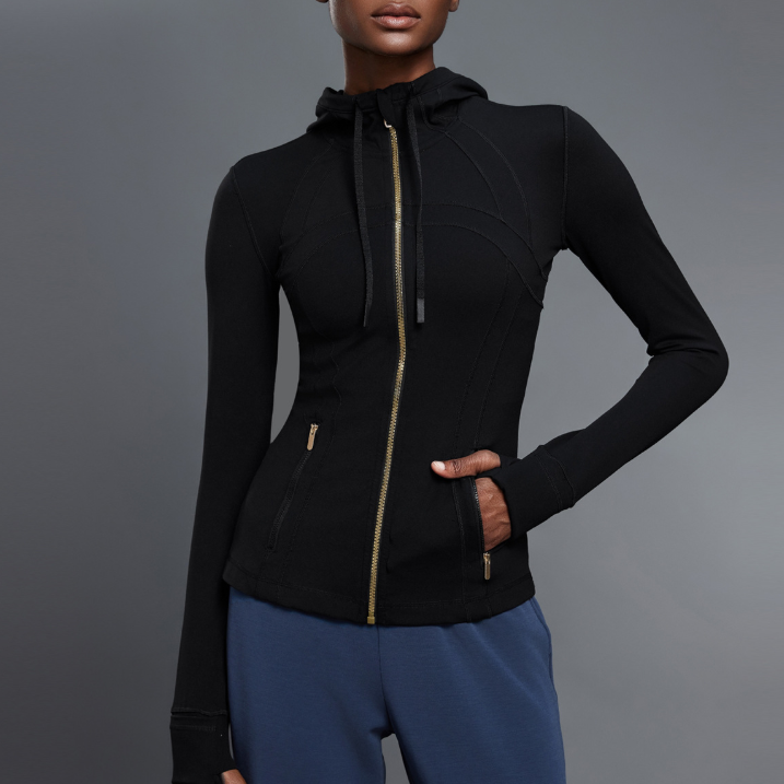 Yoga Jacket Women Slim Fit Slimming Hooded Cardigan Coat Running Sports Fitness Long Sleeved Upper Garment
