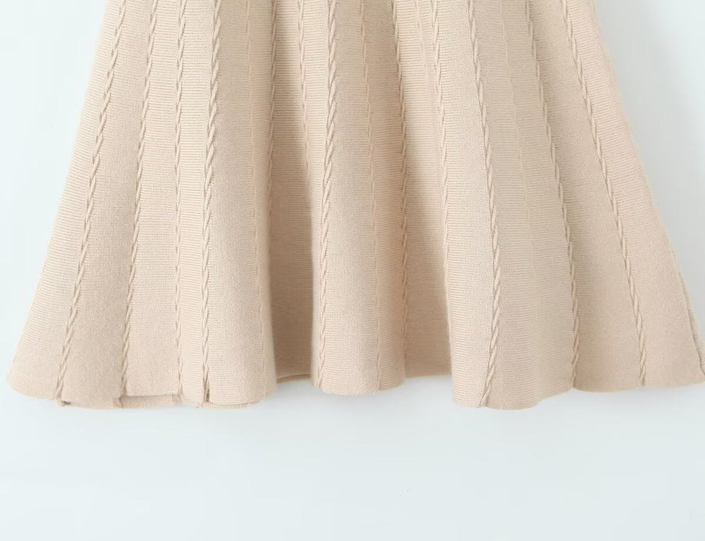 Knitted Cardigan Vest Dress Sets Women Modified Chest Waistline One Piece Long Sleeve Knitted Dress