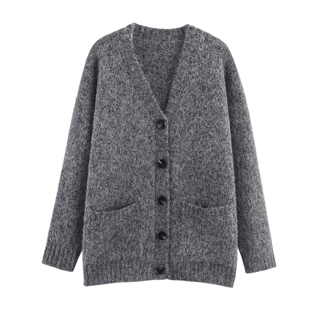 Women Clothing Autumn Lazy Autumn Winter Simplicity V neck Single Breasted Coat