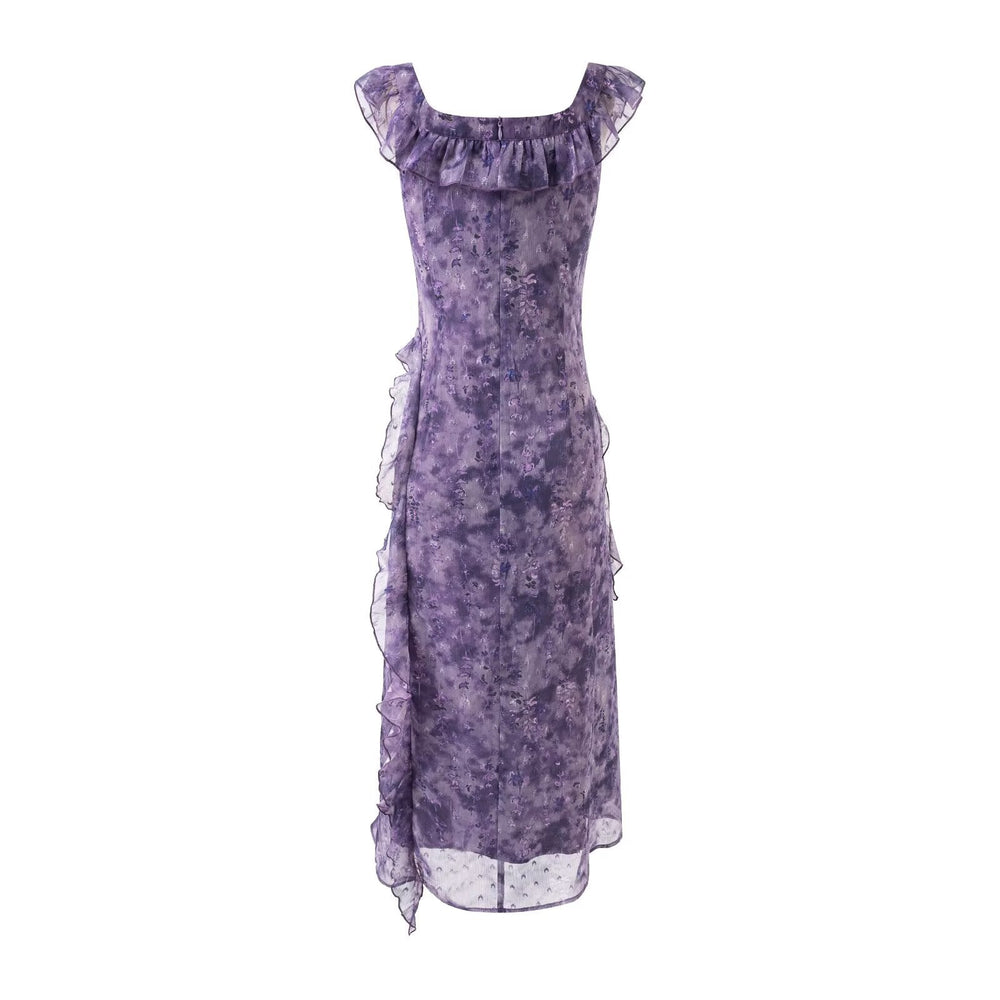 Summer Sexy Flying Sleeves Mesh Cinched Slimming Seaside Vacation Dress