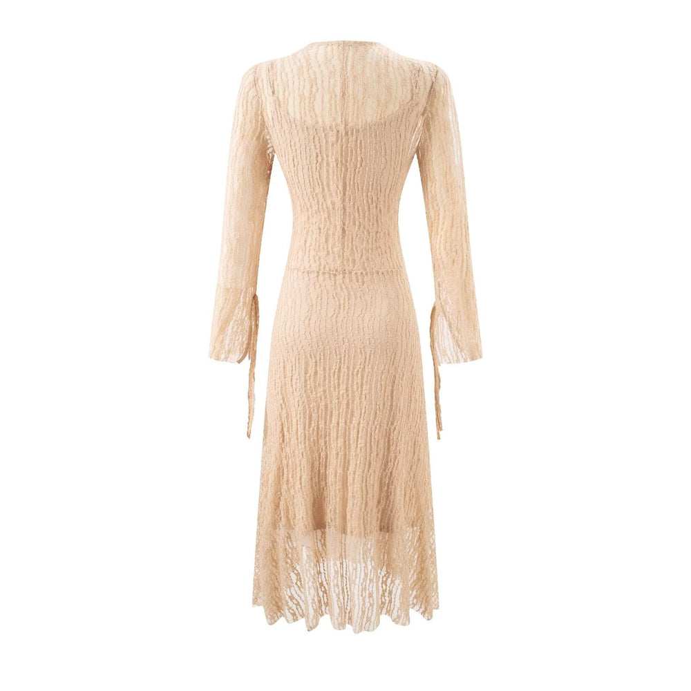 Summer Vintage Adult Woman Casual Drawstring Strap Flattering Figure Dress