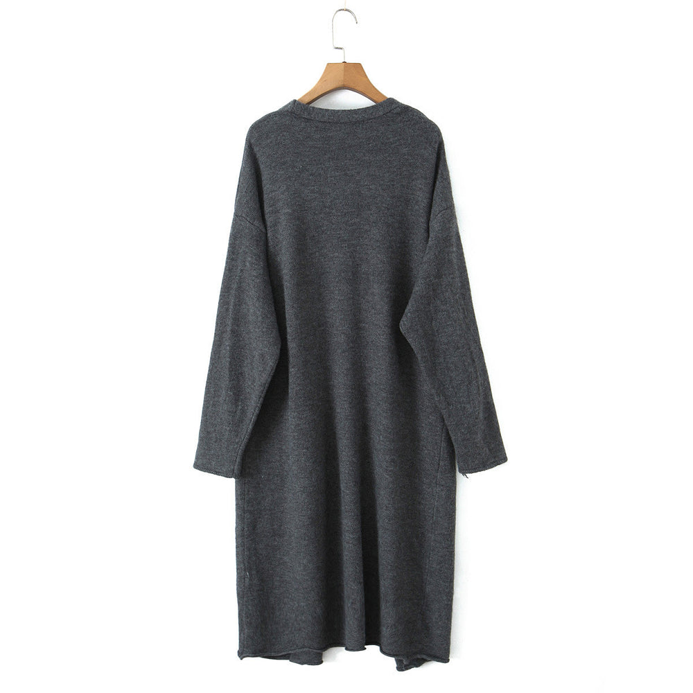 Sweater Cardigan for Women Loose Outer Wear Autumn Winter Long Sleeve below the Knee Knitted Three Piece Coat