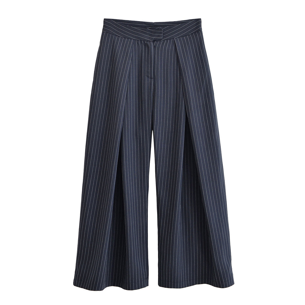 Early Autumn Women Clothing Office All Match Striped Wide Leg Pants