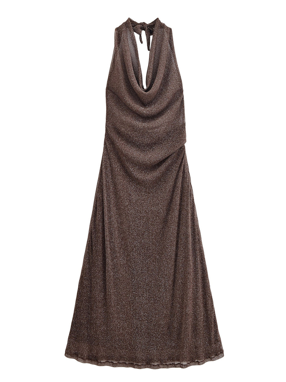 Women Clothing Autumn Backless Metallic Dress