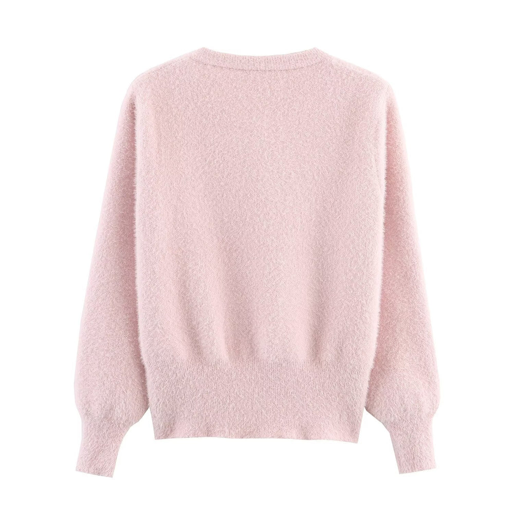 Women Clothing French Classic Chic Beaded Wool Three Dimensional Floral Knitted Imitation Mink Cardigan Coat