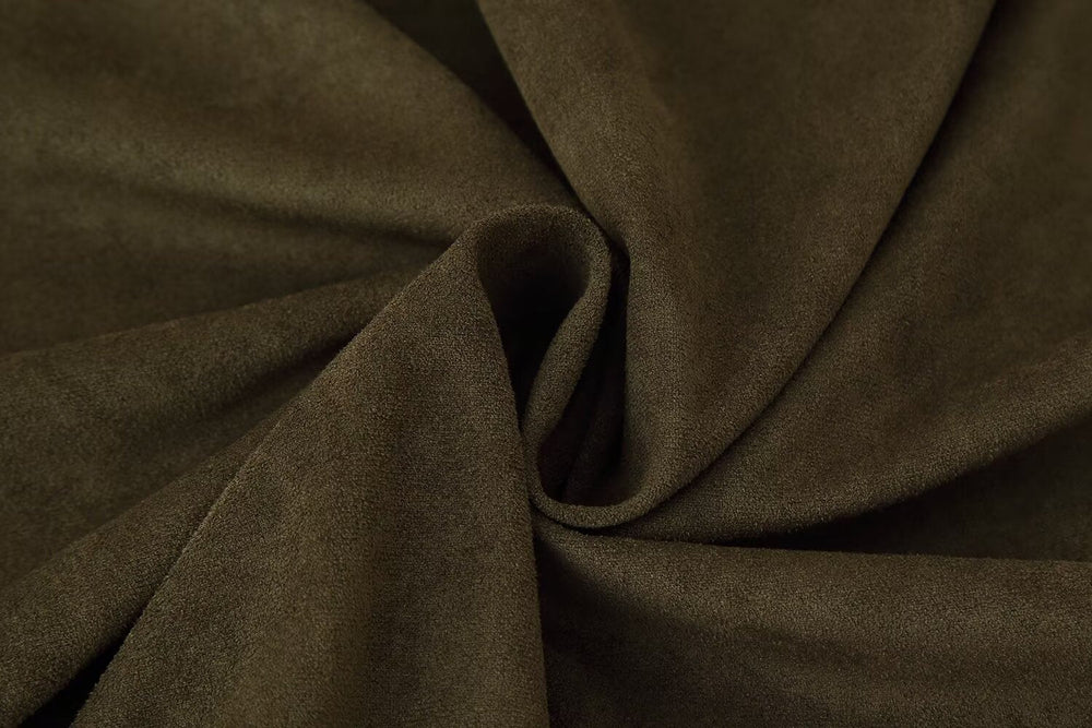 Early Autumn Women Clothing French Suede Leather Mid-Length Irregular Asymmetric Dress