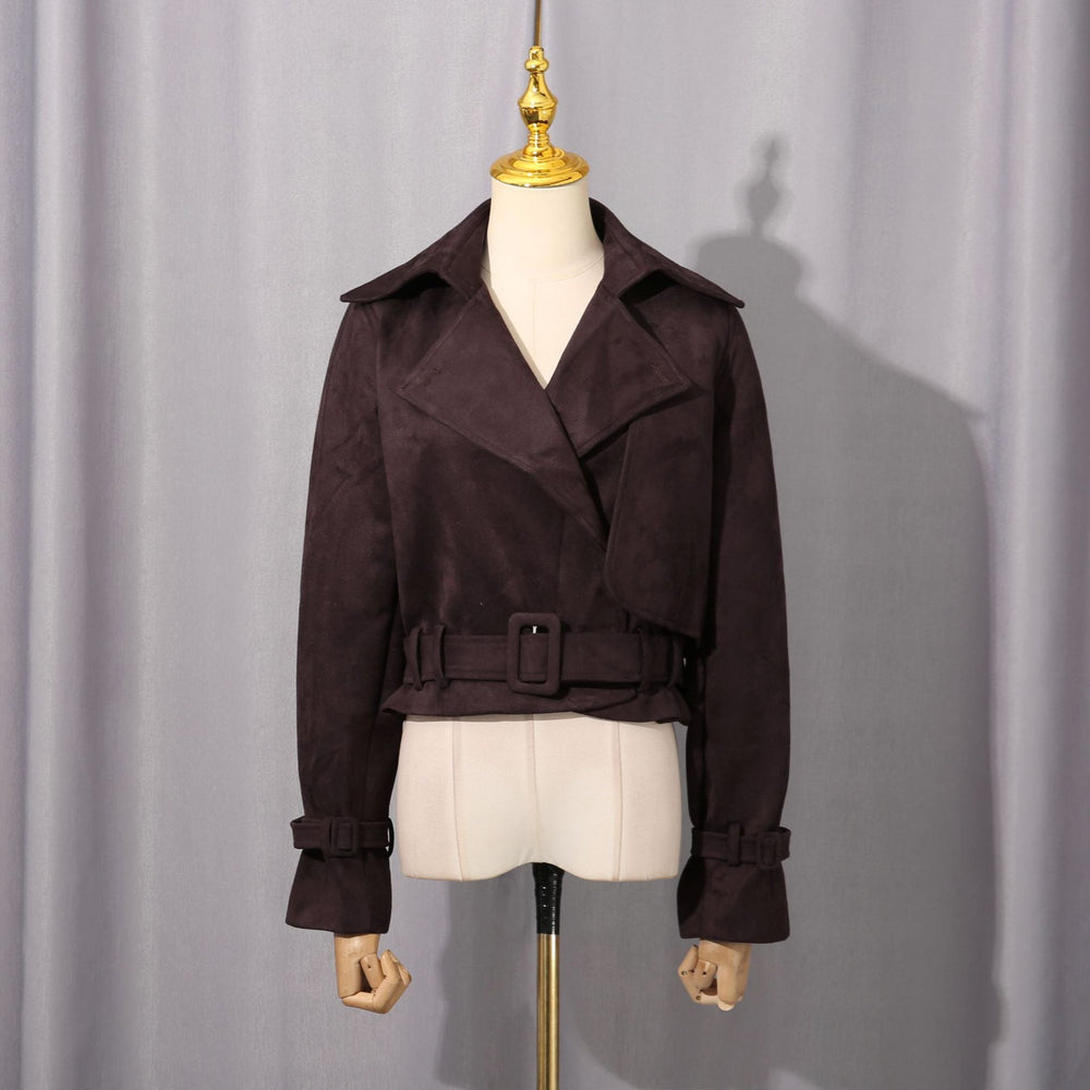 Personalized Street Coat Women Autumn Trendy Collared Retro Slim Short Coat