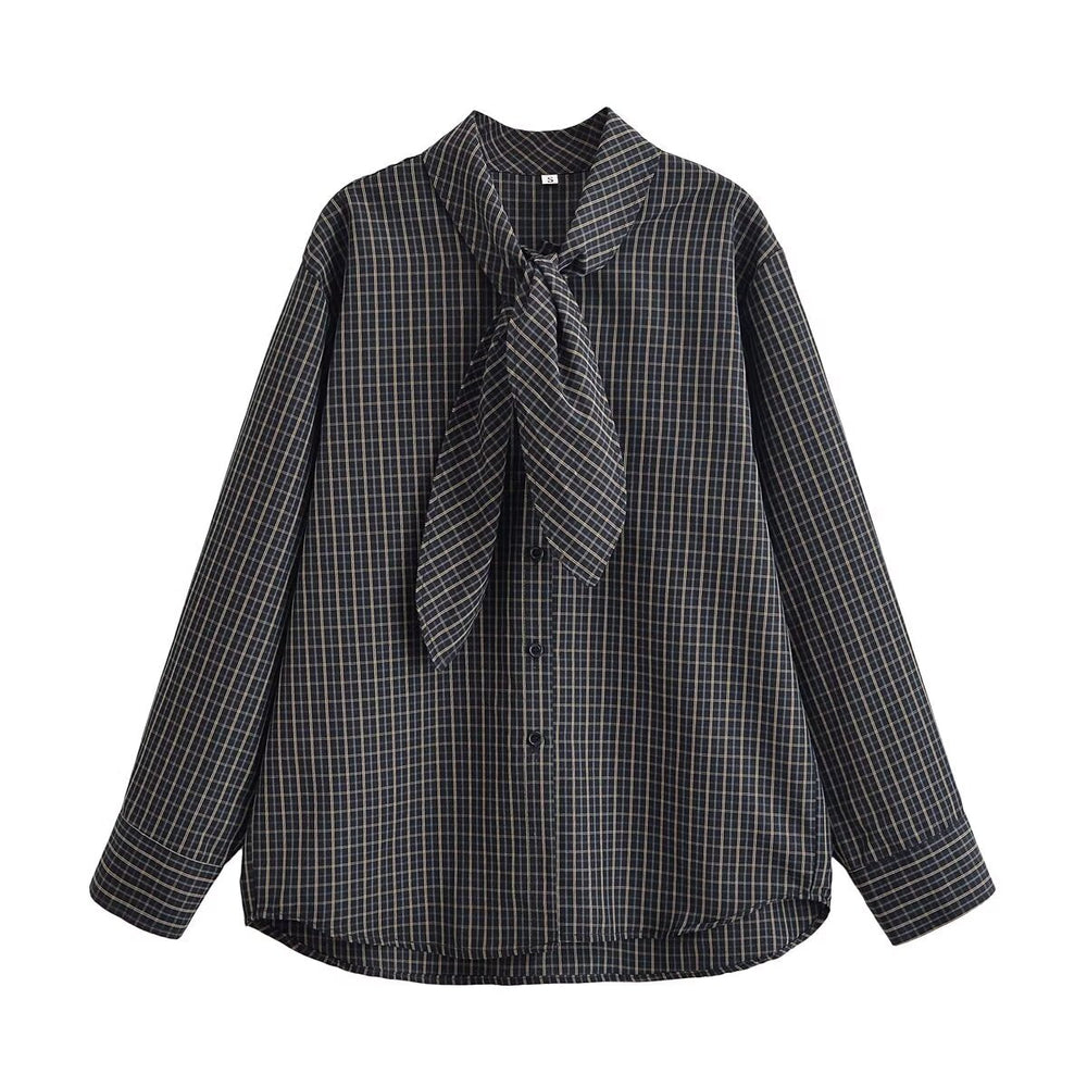 Women Clothing Cotton Scarf Plaid Shirt