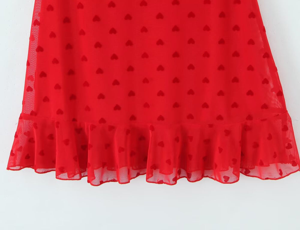 Women All Match Low Collar Lovely Polka Dot Mini Strap Dress