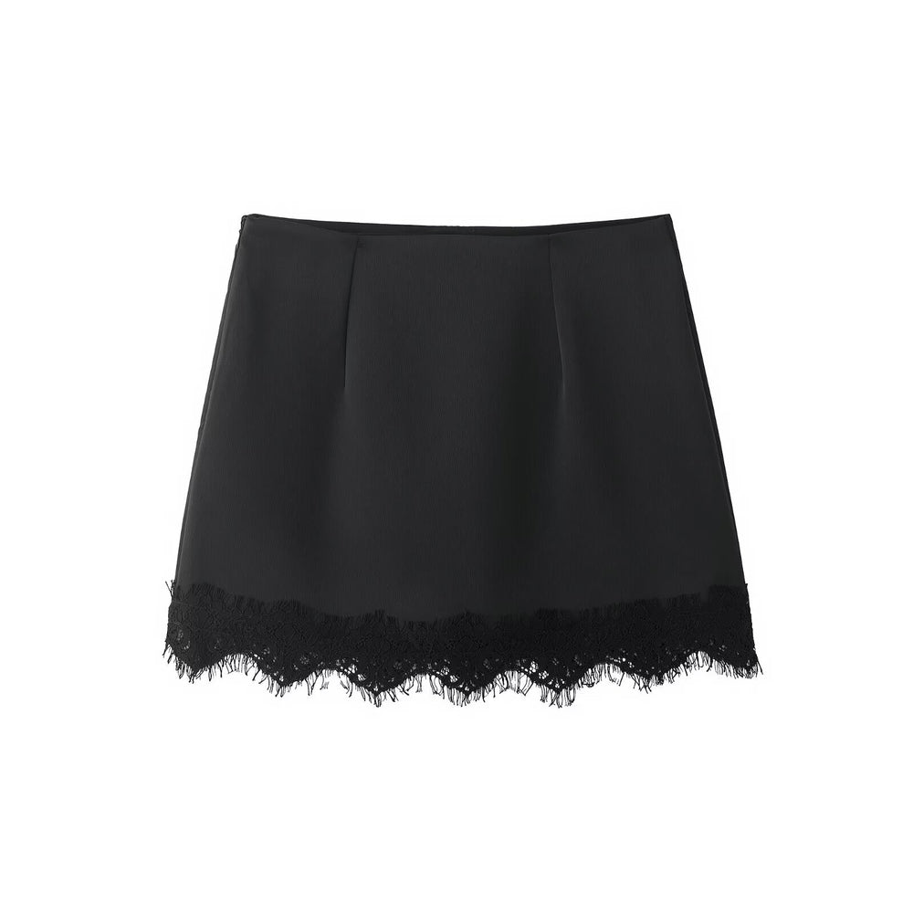 Autumn Winter Lace Hem Skirt Culottes