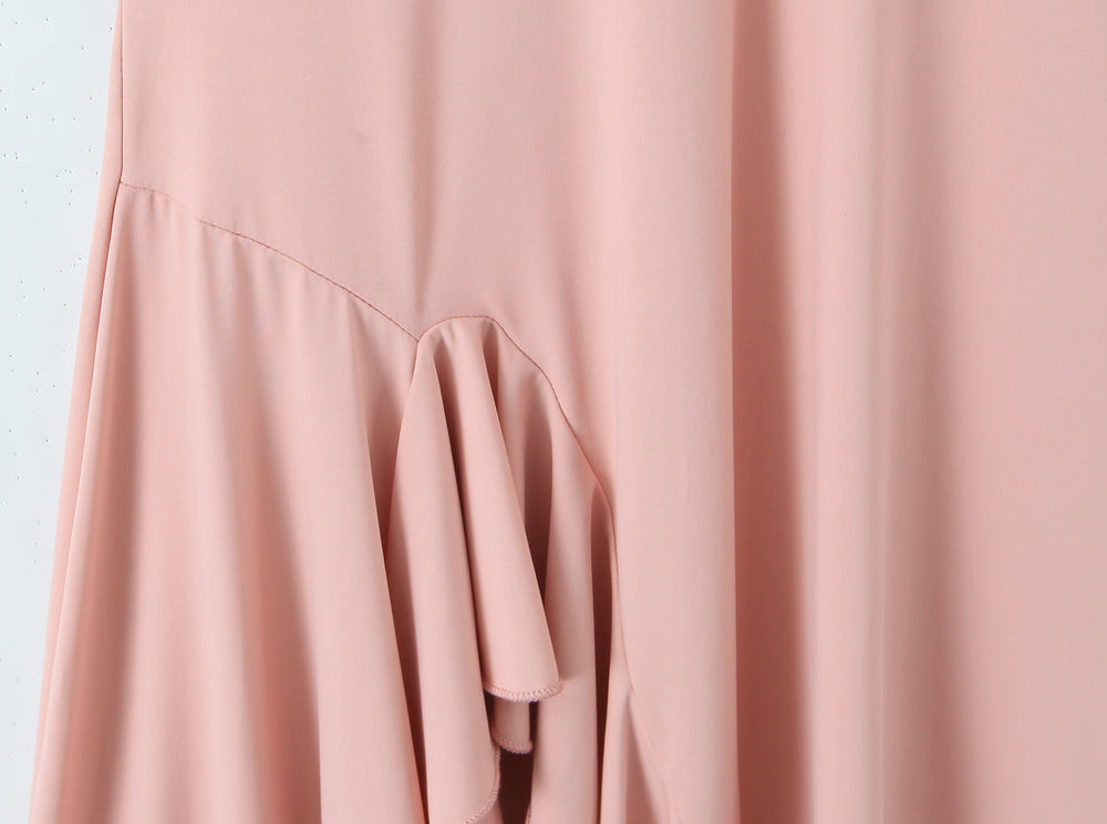 Women Summer Hem Irregular Asymmetric Backless Hanging Collar Dress