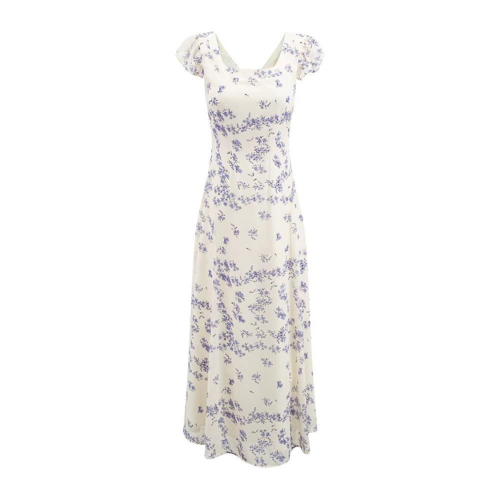 Summer Romantic Atmosphere Super Beautiful Purple Floral Elegant Slim Dress