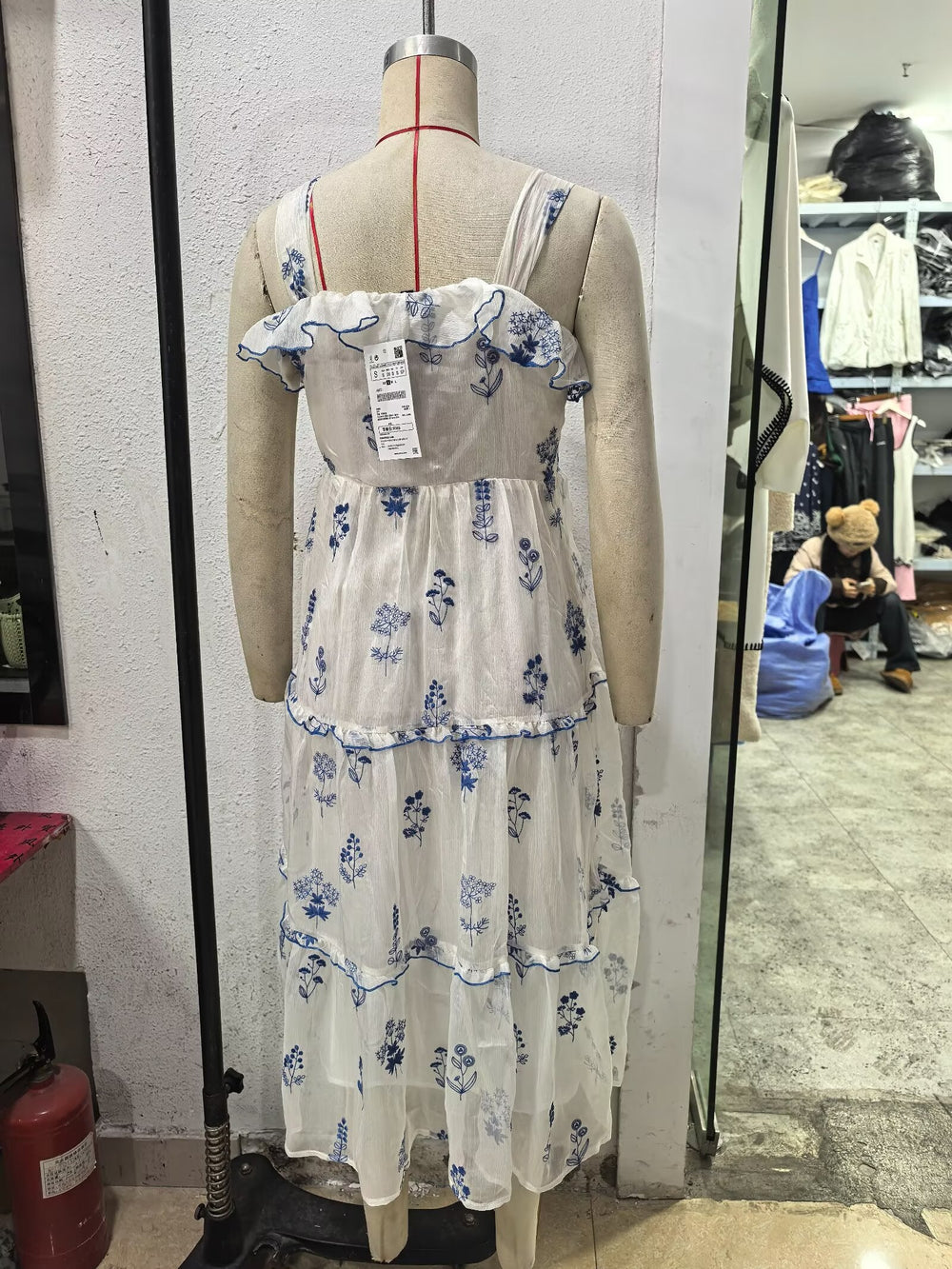 Gentle Sweet Lotus Leaf Lace up Embroidered off the Shoulder Slip Dress Dress Summer Slim Youthful Holiday Midi Dress