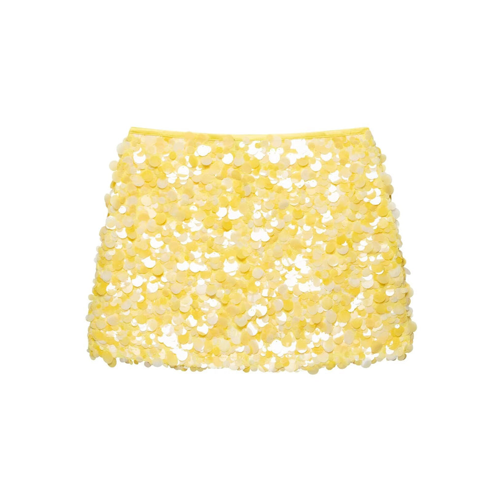 Women Clothing Spring Sequ Design A line High Waist Mini Skirt