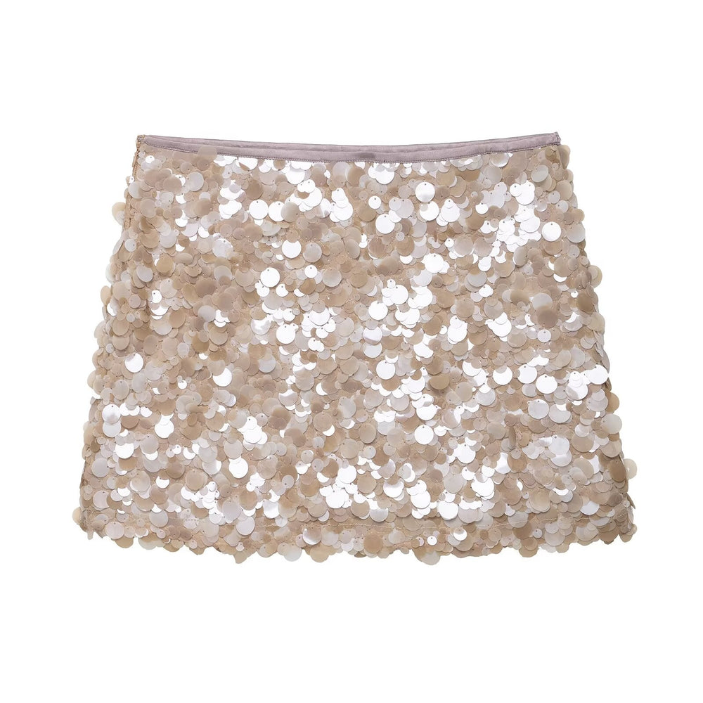 Women Clothing Spring Sequ Design A line High Waist Mini Skirt