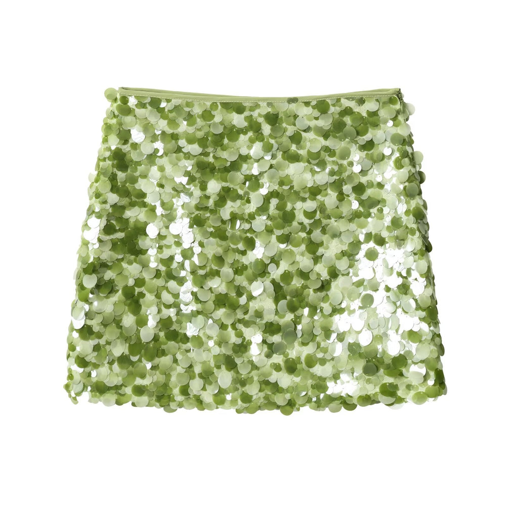 Women Clothing Spring Sequ Design A line High Waist Mini Skirt