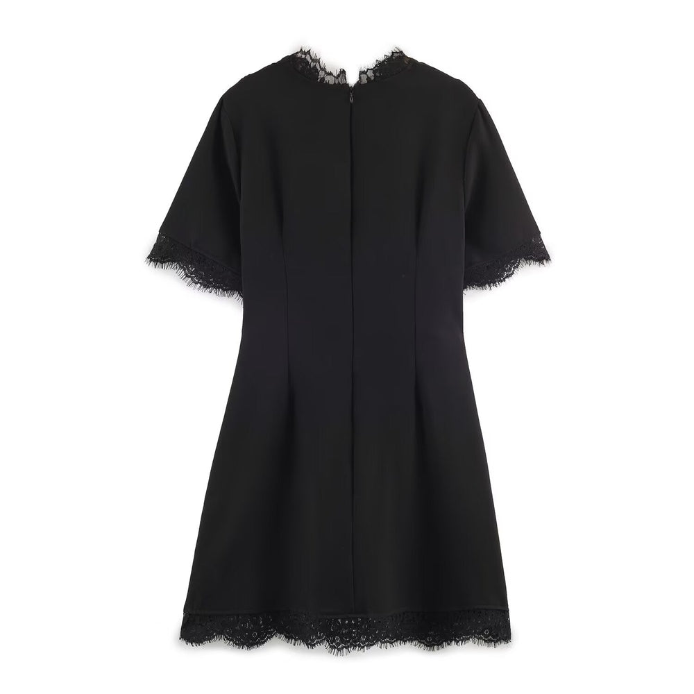 Elegant Women Slim Lace Stitching Sexy Sheath Dress