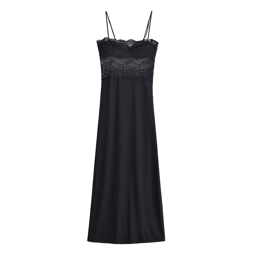 Women Clothing Spring Sexy Lace Splicing Sling Dress