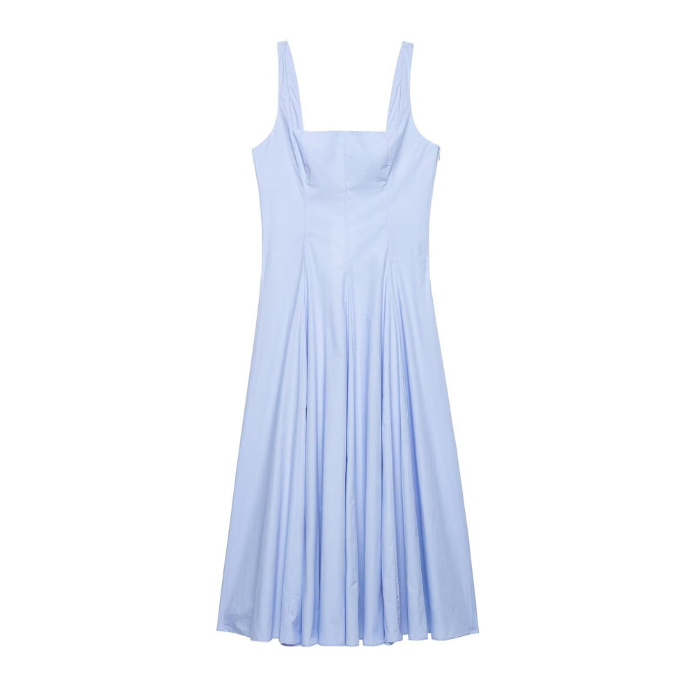 Women Clothing Top Product Poplin Wavy Wide Swing Dress