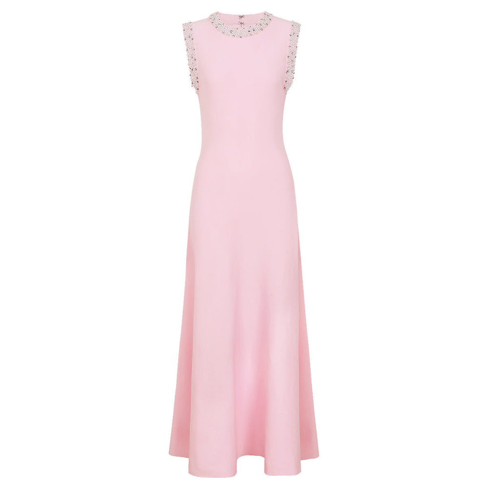 Summer Ladies Internet Popular Slim-Fitting Slimming Rhinestone Sleeveless Maxi Dress Women