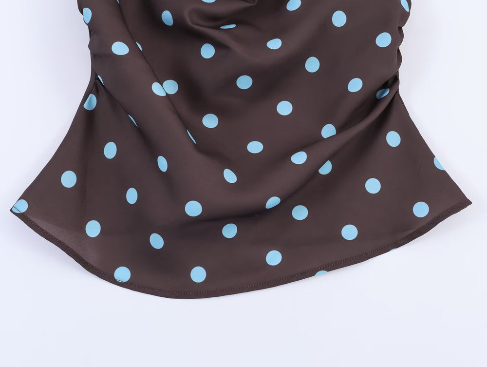 Women Clothing Drape Polka Dot Brace Top