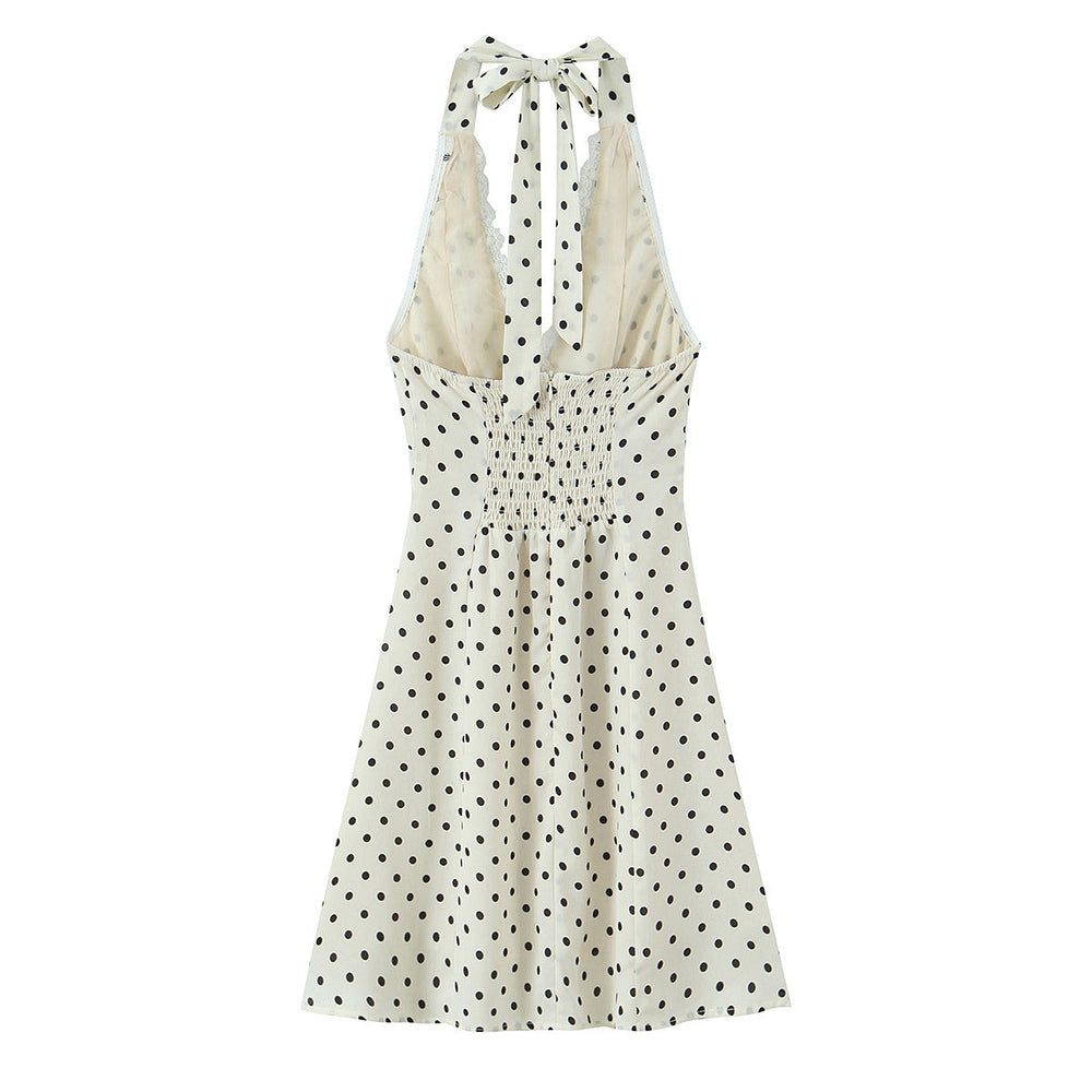 Spring Lace Lace Band Halter Backless Slimming Dress