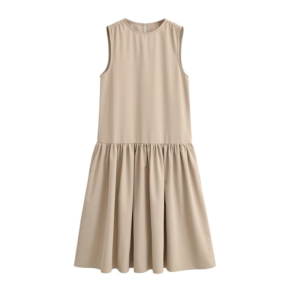 Women Summer Patchwork Sleeveless Puffy Dress