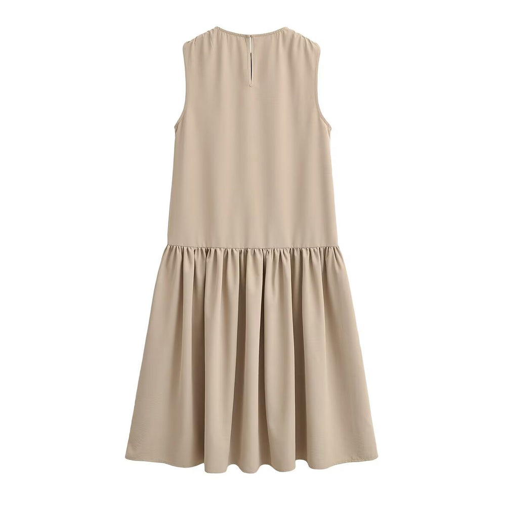Women Summer Patchwork Sleeveless Puffy Dress