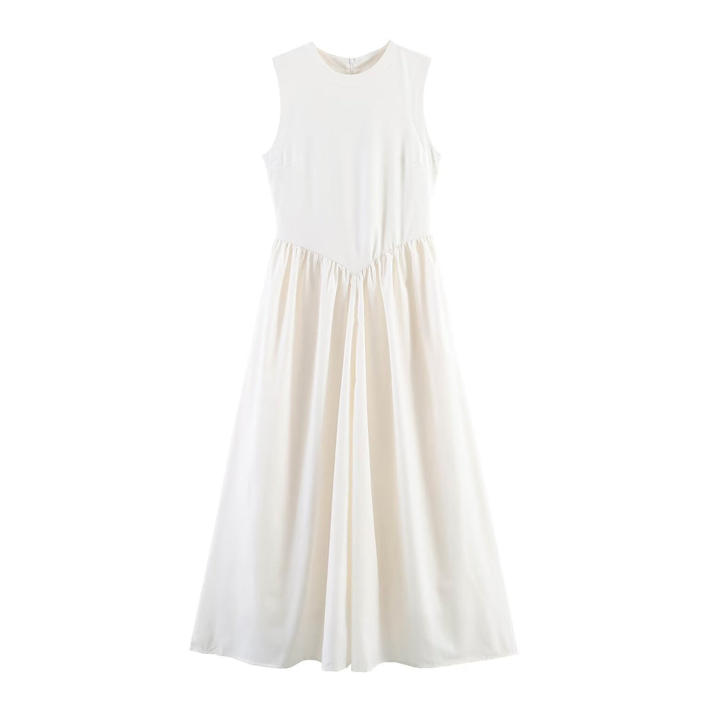 Women Summer Solid Sleeveless Midi Dress