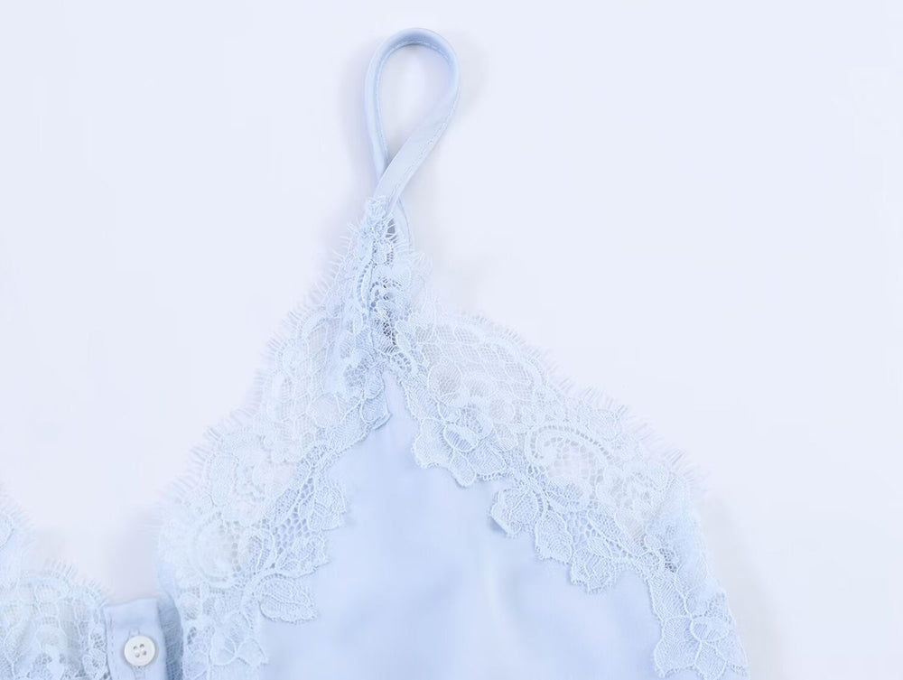 Women Clothing Lace Decorative Silk Satin Texture Top Camisole