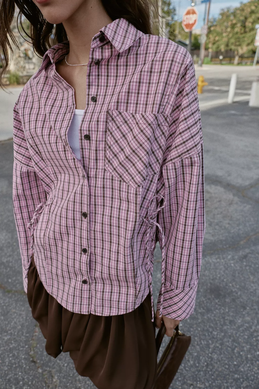 Women Clothing Idle Multiple Wear Plaid Shirt