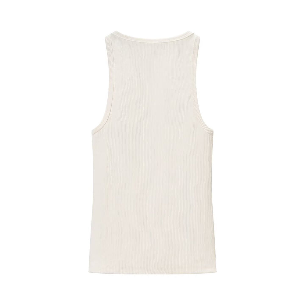 Spring Women Clothing Sexy Sexy round Neck Sleeveless Rib Sling Top