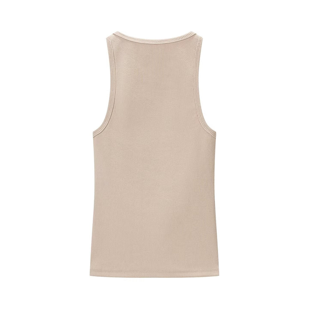 Spring Women Clothing Sexy Sexy round Neck Sleeveless Rib Sling Top