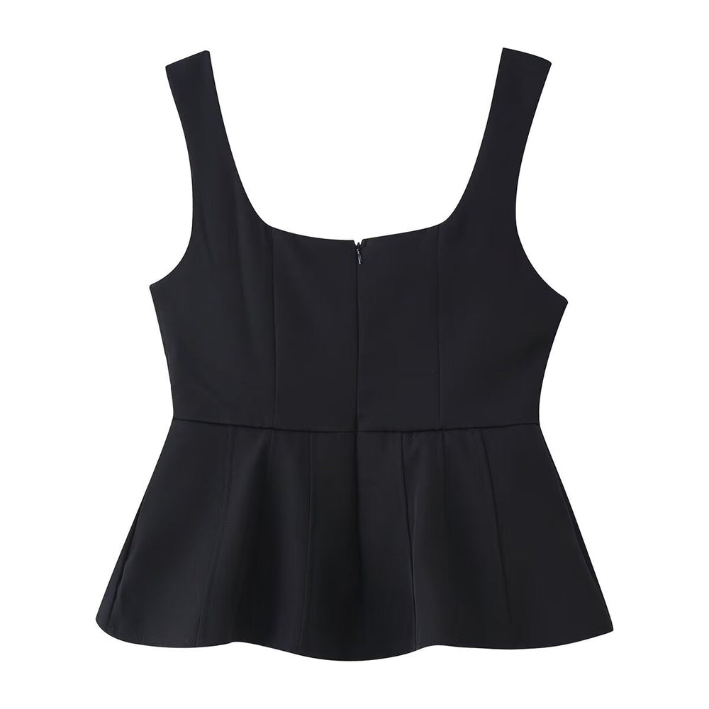 Women Clothing Fashionable All Match U Collar Vest Camisole Top