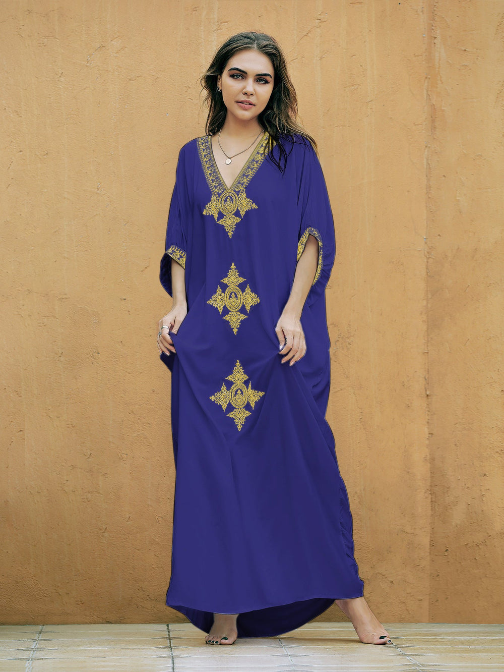 Rayon Black Embroidered Beach Cover-up Maxi Dress Seaside Holiday Dress Swimsuit Sun Protection Clothing Women