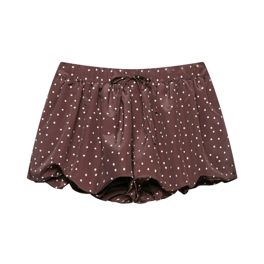 Women Clothing Summer Elastic High Waist Retro All Match Polka Dot Mini Skirt