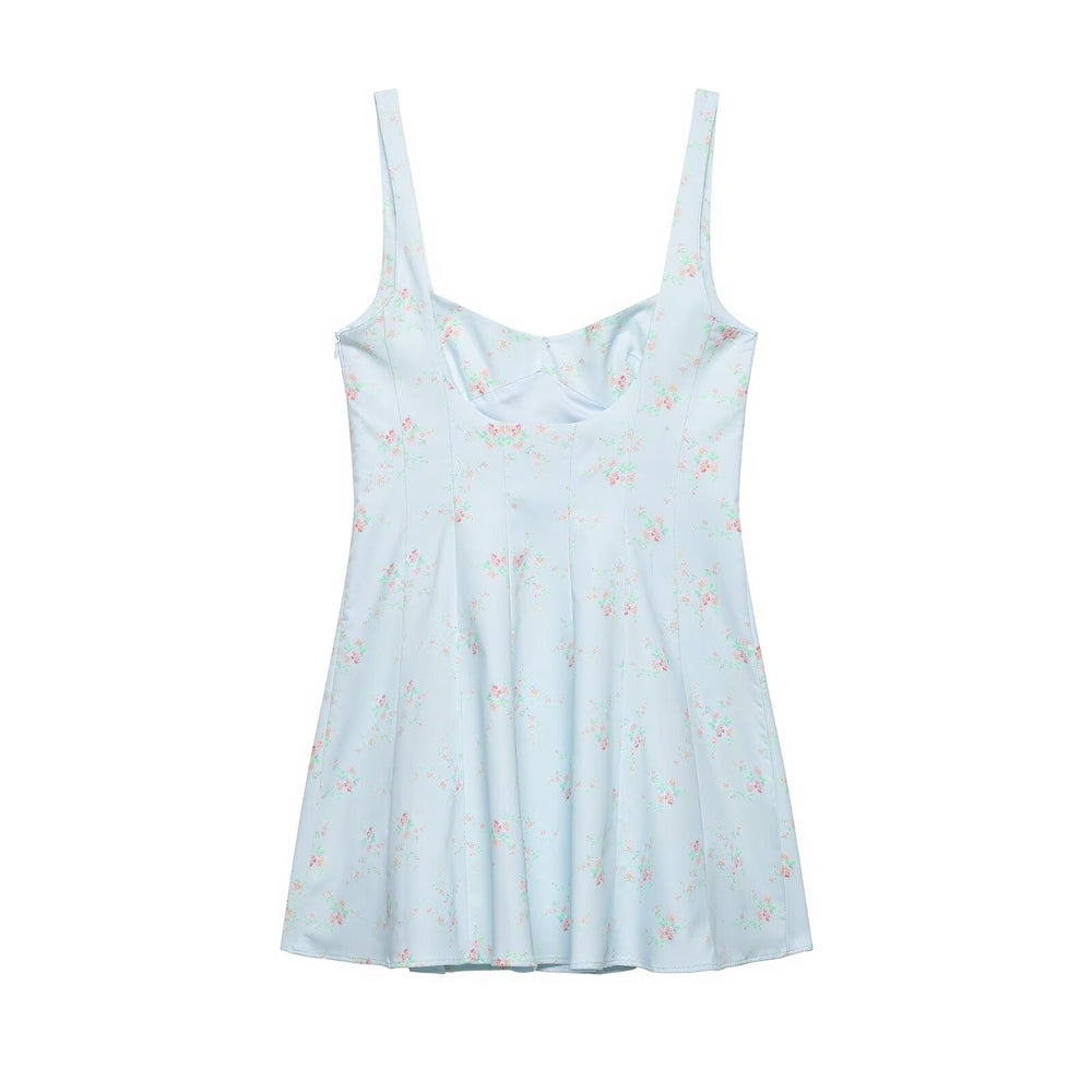 Women Clothing Summer Elegant V neck Floral Printing Slip Dress Women